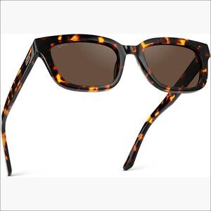 Polarized Rectangular Sunglasses, Narrow Acetate Frame, Hand-Polished Finish